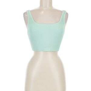 Babaton Mint Green Ribbed Squareneck Crop Top (Medium)